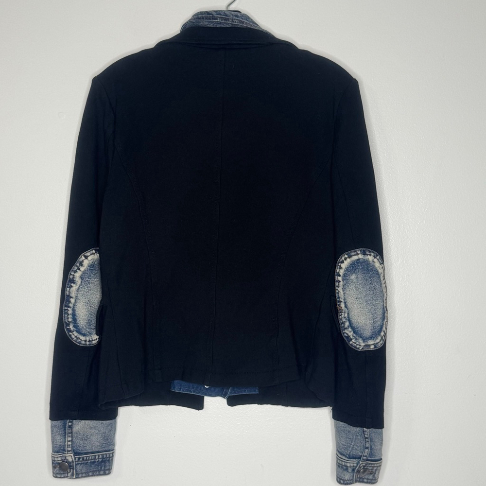 Hilary Radley for Katherine Barclay Denim Layered Black Blazer Jacket M - Picture 5 of 8